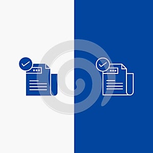 Check, Checklist, Feature, Featured, Features,  Line and Glyph Solid icon Blue banner Line and Glyph Solid icon Blue banner