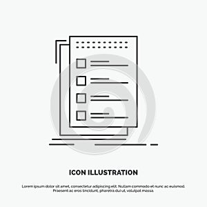 Check, checklist, list, task, to do Icon. Line vector gray symbol for UI and UX, website or mobile application