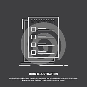 Check, checklist, list, task, to do Icon. Line vector symbol for UI and UX, website or mobile application