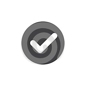Check, checkmark flat icon. Round simple button, circular vector sign.
