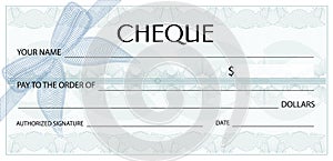 Check cheque, Chequebook template. Guilloche pattern with watermark, spirograph