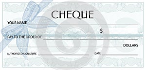 Check cheque, Chequebook template. Guilloche pattern with watermark, spirograph photo