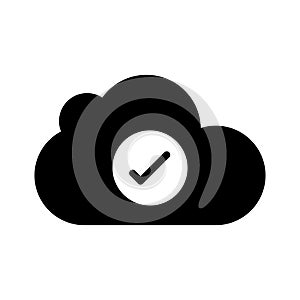 Check cloud glyph flat vector icon
