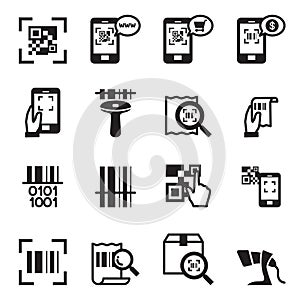 Check code , Barcode, QR code Reader Icons set