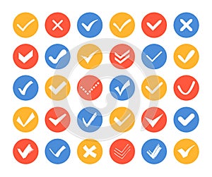 Check and cross marks icons - set of web elements