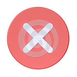 Check 3d render icon - checklist symbol, fail button and wrong red illustration. Negative checkbox