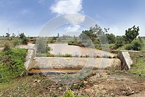 Check Dams In also called lacustrine. clear blue sky, small river, Lake