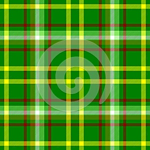 Check diamond tartan plaid fabric seamless pattern background - vibrant green, yellow, red and white color