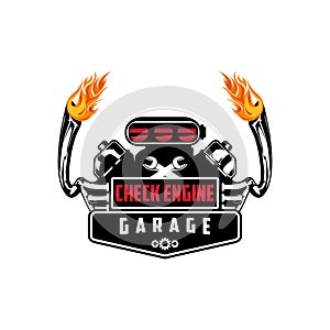 Check engine garage illustration vector