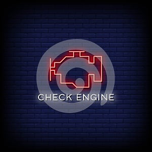 Check Engine Logo Neon Signs Style Text Vector