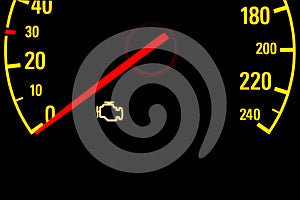 Check engine yellow light on car dashboard