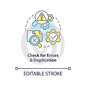 Check for errors and duplication concept icon