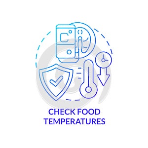 Check food temperatures blue gradient concept icon