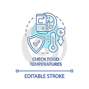 Check food temperatures turquoise concept icon