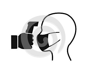 Check human body temperature icon. Showing body temperature check sign during Covid-19 outbreak. Detection virus transmission
