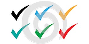 Check Icon VectorSet of colored check mark icons. Tick symbol, tick icon vector illustration.
