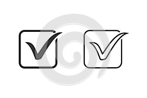 Check line icon set on white. vector