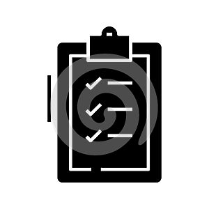 Check list black icon, concept illustration, vector flat symbol, glyph sign.