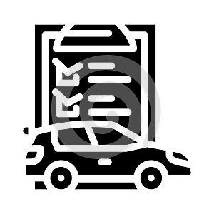 check list car service glyph icon vector illustration