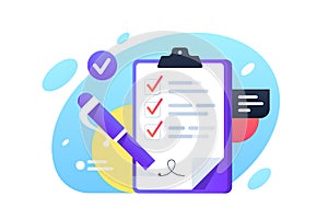 Check list with check boxes and pen signed.