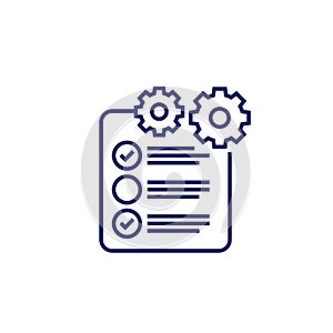check list icon with gear, project execution