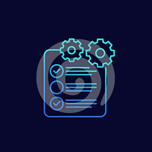 check list icon with gear, project execution
