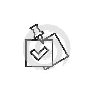 Check list with push pin line icon