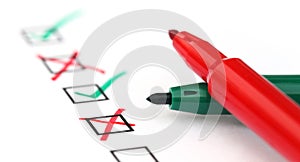 Check list with two pens