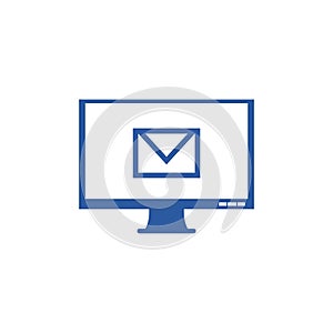 Check mail icon. Computer monitor, display icon isolated on white background