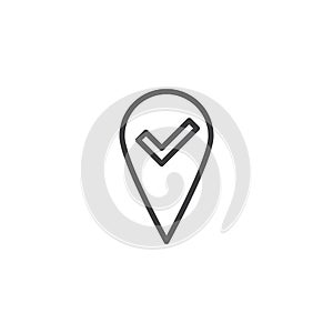 Check map, pointer, navigator line icon