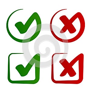 Check mark approved rejected symbol vector