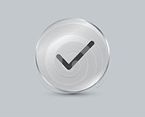 Check mark button isolated on gray background. check list icon. Vector illustration