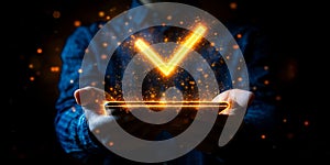 Check mark glowing on phone