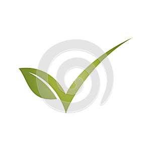 Check mark Green Leaf Environment Icon Vector Logo Template