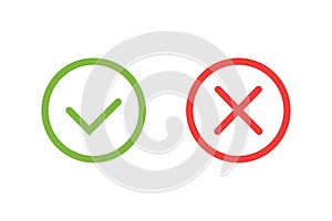 Check mark green and red icons. Modern vector illustration flat style