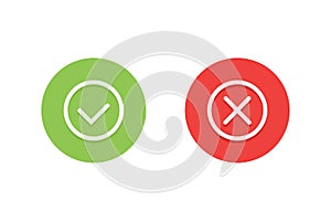 Check mark green and red icons. Modern vector illustration flat style