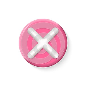 Check mark icon. 3d circle cross symbol. Wrong, incorrect, negative sign. Checkmark button.