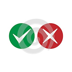 Check mark icon. Accept or decline icon Vector illustration, flat design