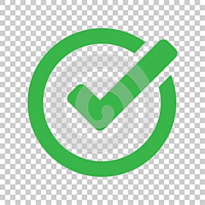 Check mark icon in flat style. Ok, accept vector illustration on photo