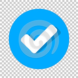 Check mark icon in flat style. Ok, accept vector illustration on photo