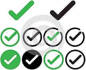 Check mark icon set check round button with tick symbol collection