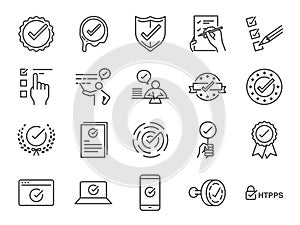 Check mark icon set. Included the icons as correct, verified, certificate, approval, accepted, confirm, check List and more