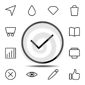 Check mark icon. Simple thin line, outline vector element of minimalistic, web icons set for UI and UX, website or mobile