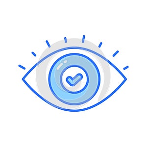 Check mark inside eye, trendy vector of business monitoring, editable icon