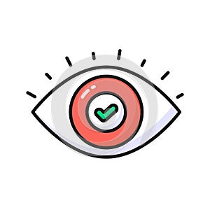 Check mark inside eye, trendy vector of business monitoring, editable icon