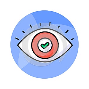 Check mark inside eye, trendy vector of business monitoring, editable icon