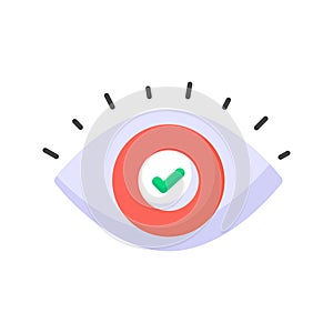 Check mark inside eye, trendy vector of business monitoring, editable icon