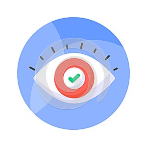 Check mark inside eye, trendy vector of business monitoring, editable icon
