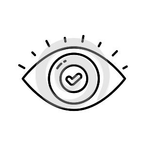 Check mark inside eye, trendy vector of business monitoring, editable icon