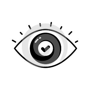 Check mark inside eye, trendy vector of business monitoring, editable icon